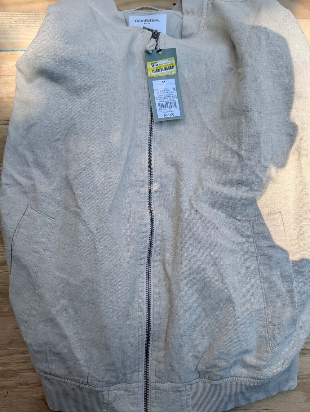 Goodfellow & Co Bomber Jacket Size M Tan Full Zip